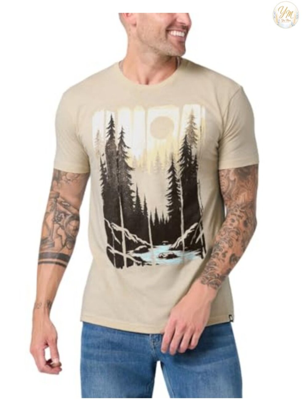 Mens Graphic T-Shirt Cool Nature Tee Short Sleeve Crew Neck Casual